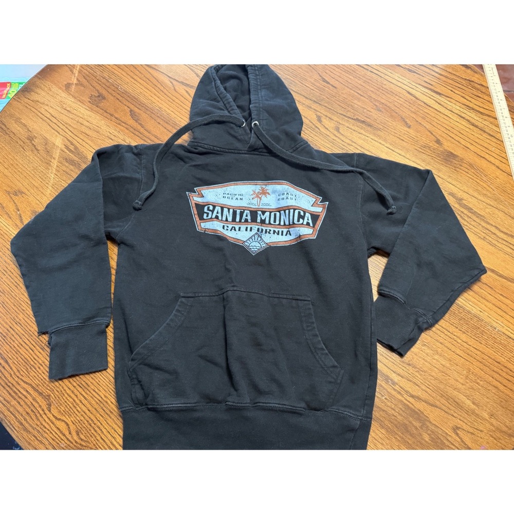 Smart Blanks Santa Monica California Graphic Hoodie Black Small Pullover